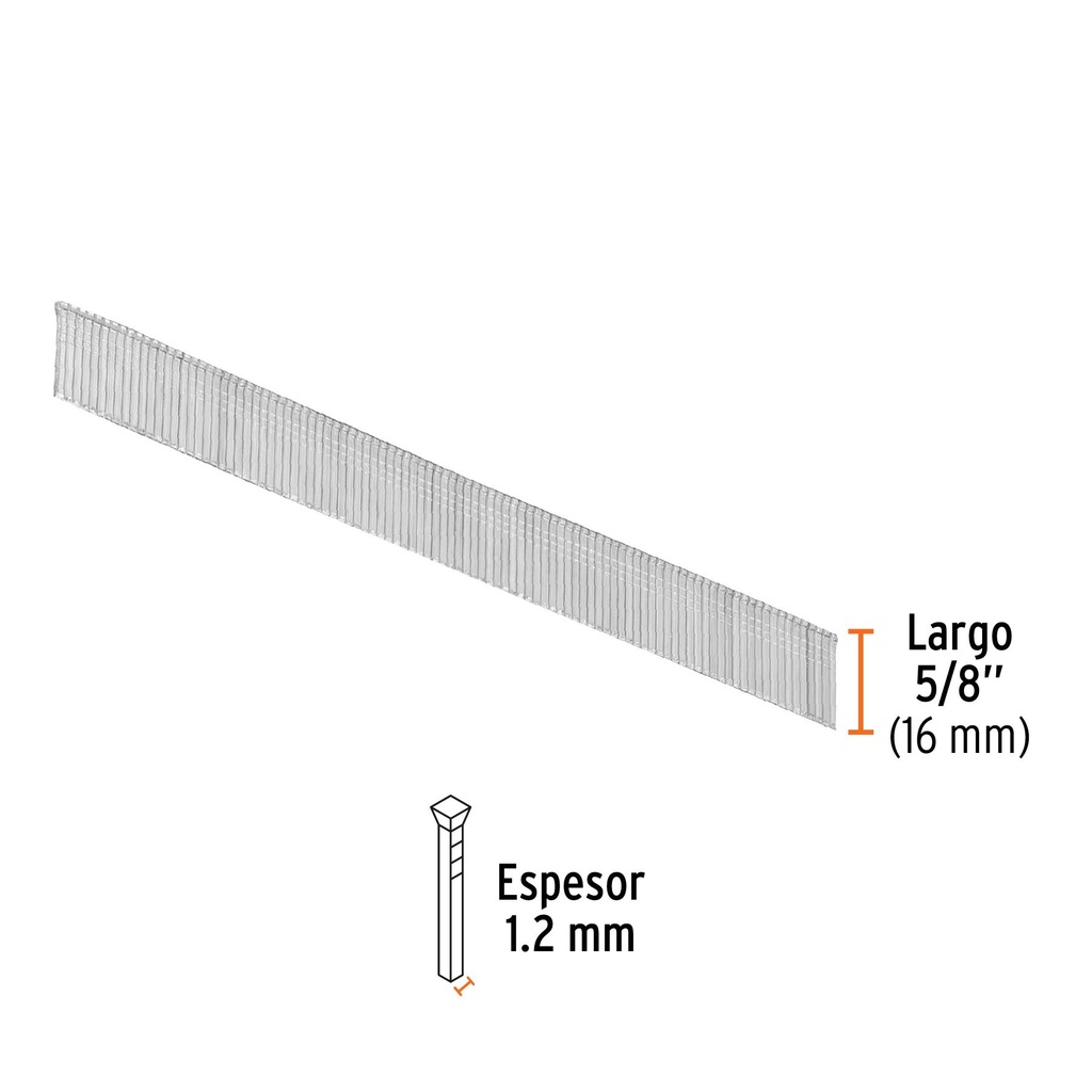 Caja con 5000 clavos calibre 18, 15 mm para CLNE-18, Truper