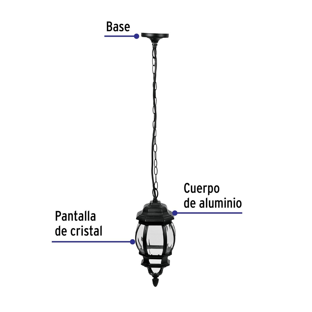 Arbotante tradicional colgante negro, lámpara no incluida