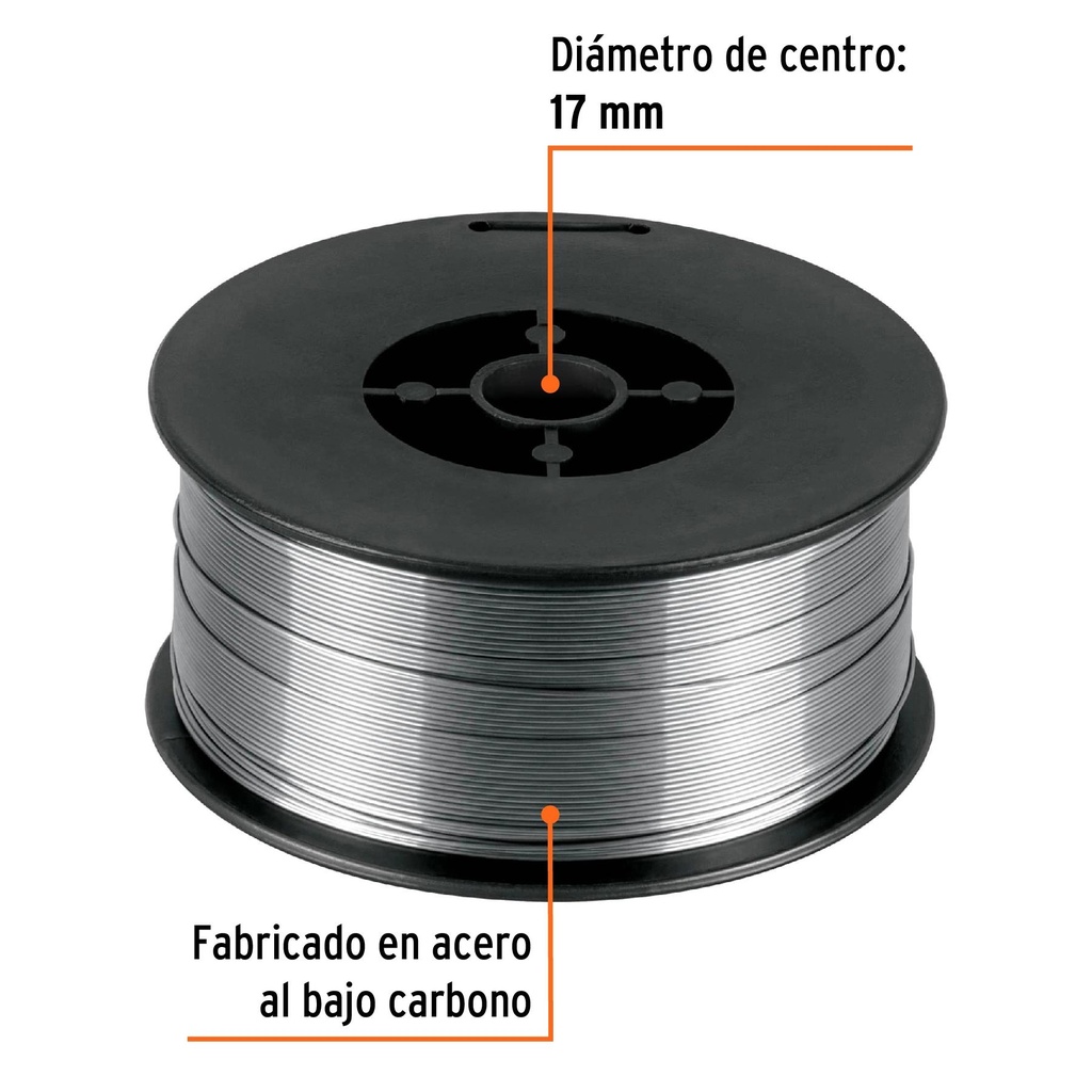 Caja con 1 kg de microlambre de núcleo fundente, sin gas