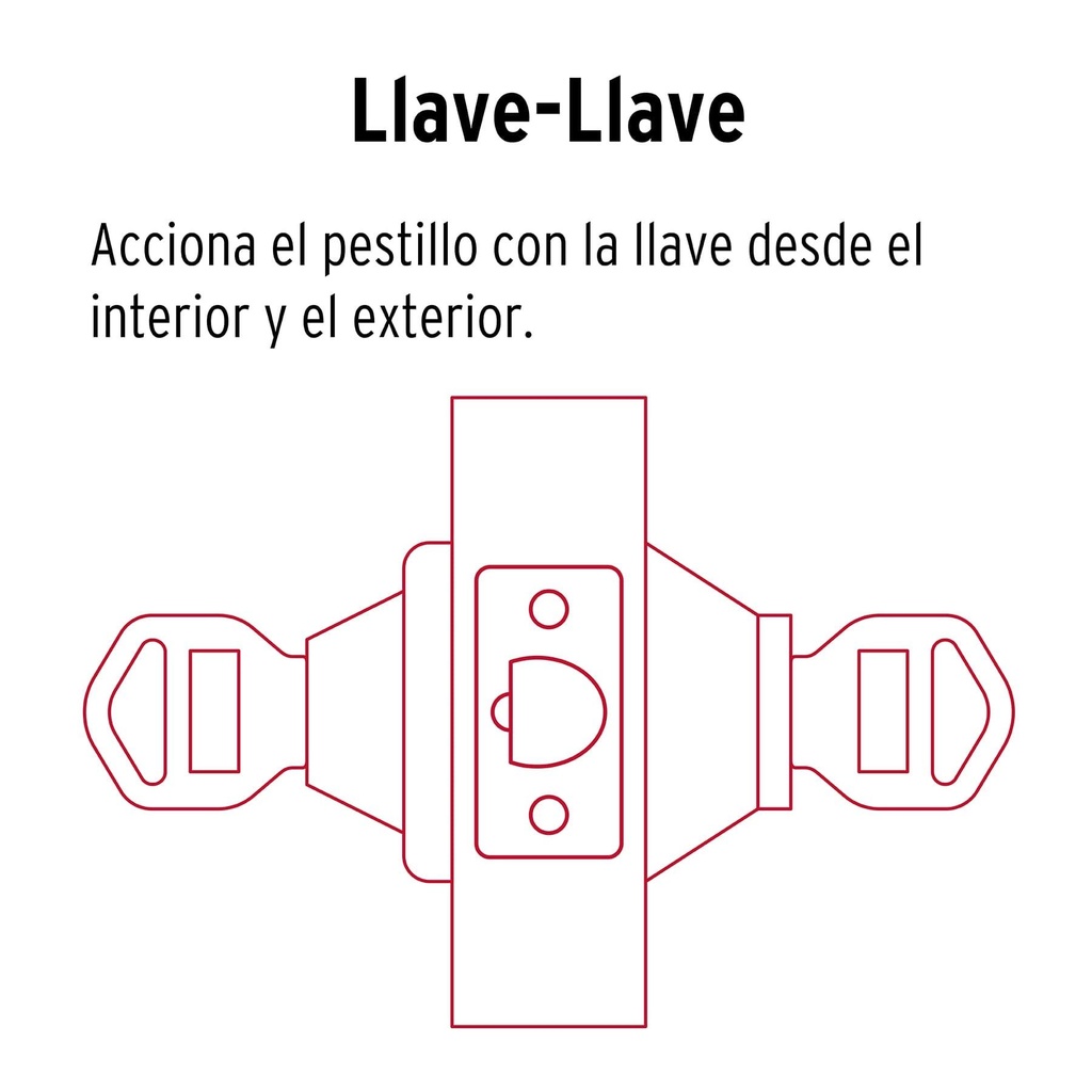 Cerrojo llave-llave latón brillante, llave de puntos, Hermex