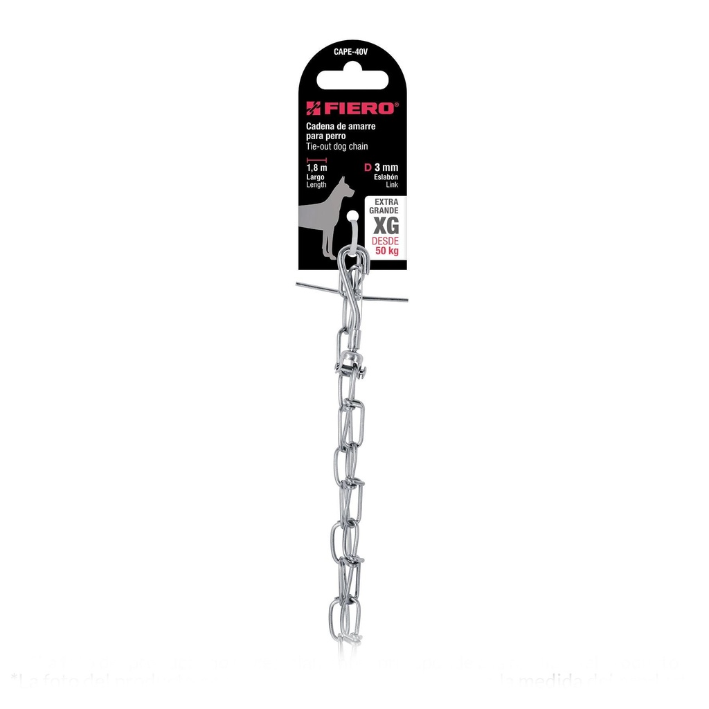 Cadena de 1.8 m de amarre para perro, 2.9 mm, Fiero