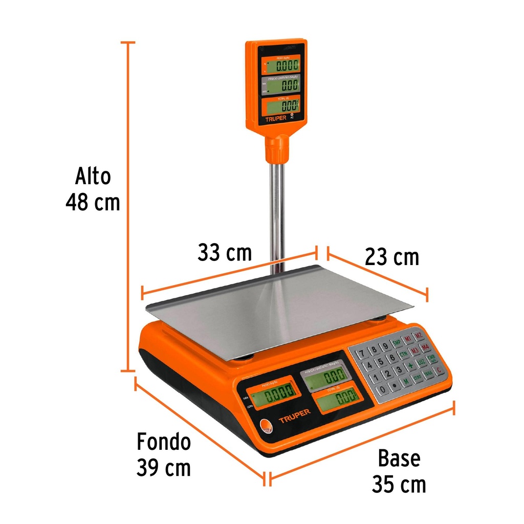 Báscula capacidad 40 kg electrónica multifunciones c/torreta