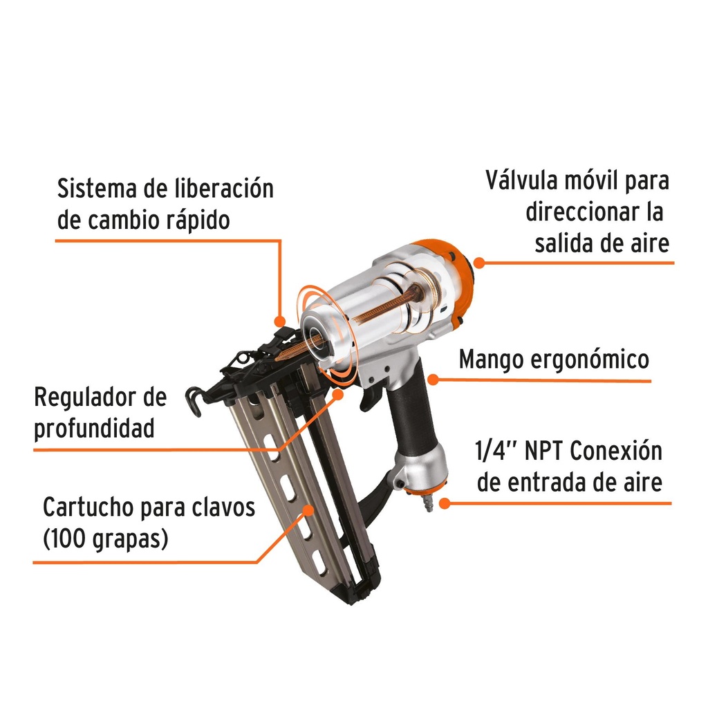 Clavadora neumática profesional, calibre 16, Truper