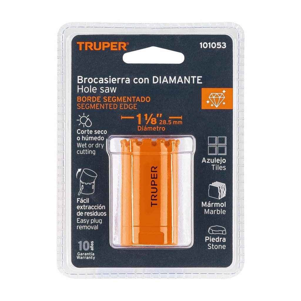 Brocasierra diamante 1-1/8' borde segmentado, Truper