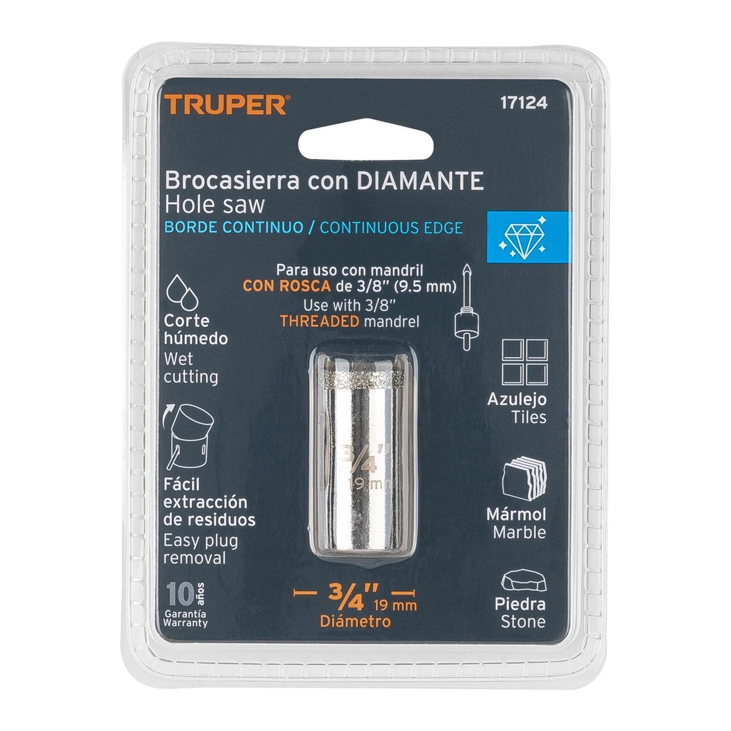 Brocasierra diamante 3/4' borde continuo, Truper