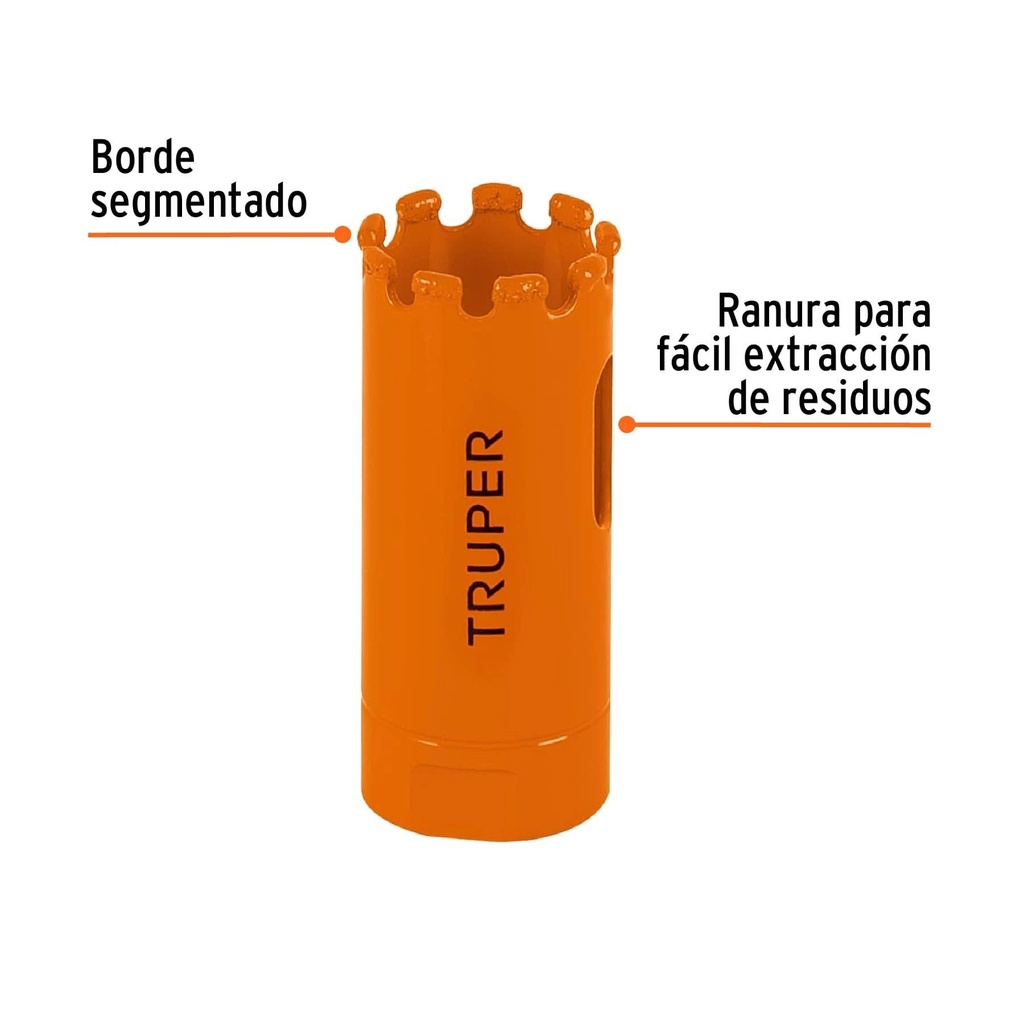 Brocasierra diamante 7/8' borde segmentado, Truper