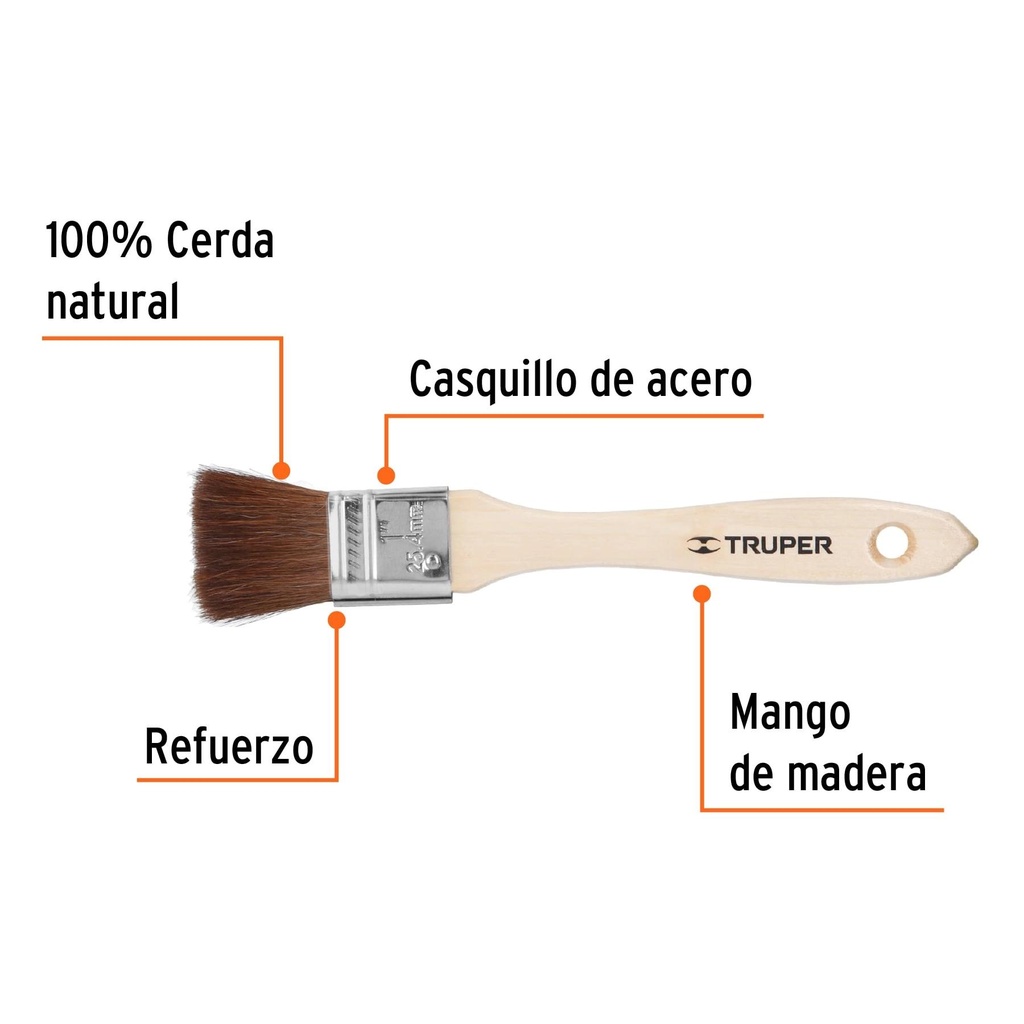 Brocha pelo de camello de 1' con mango de madera, Truper