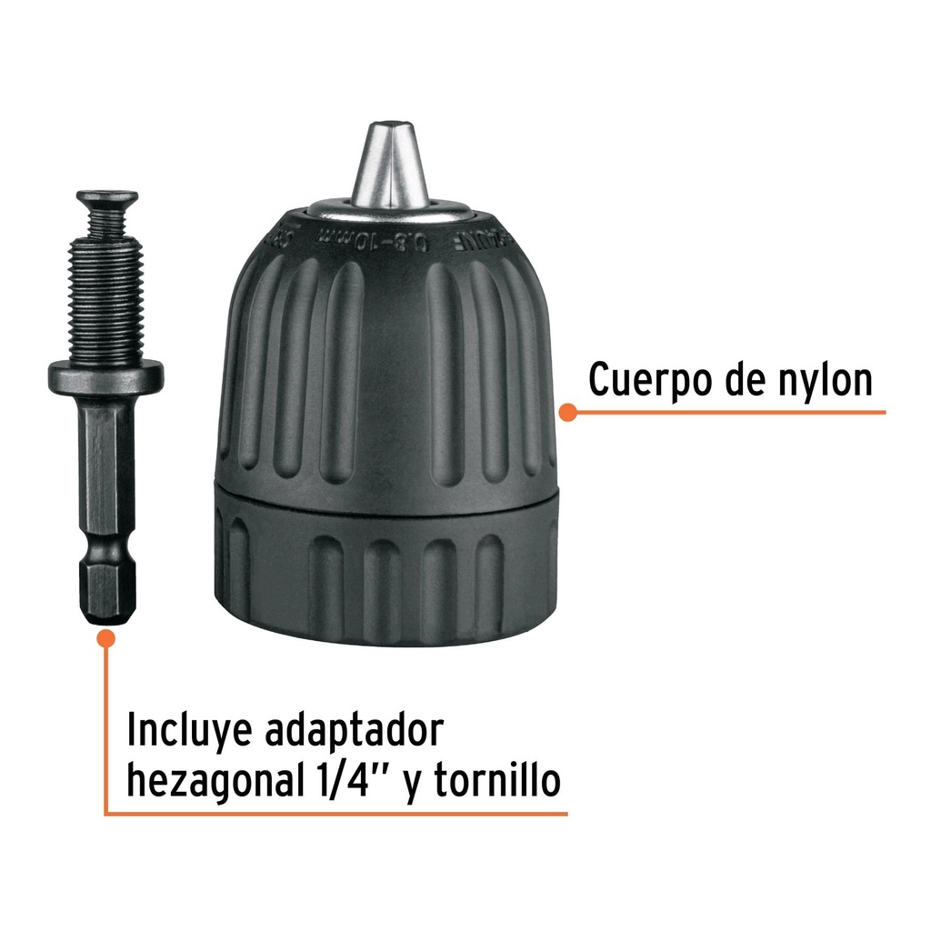 Broquero cierre rápido 3/8' con adaptador Hex de 1/4'