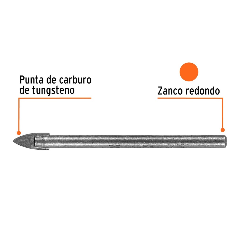 Broca para vidrio y azulejo de 3/16', Truper