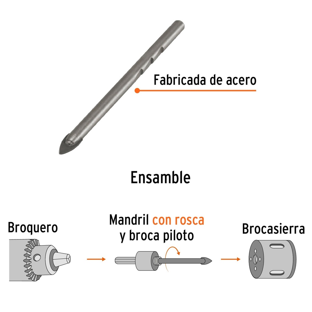 Broca piloto de 1/4' para brocasierras diamante, Truper