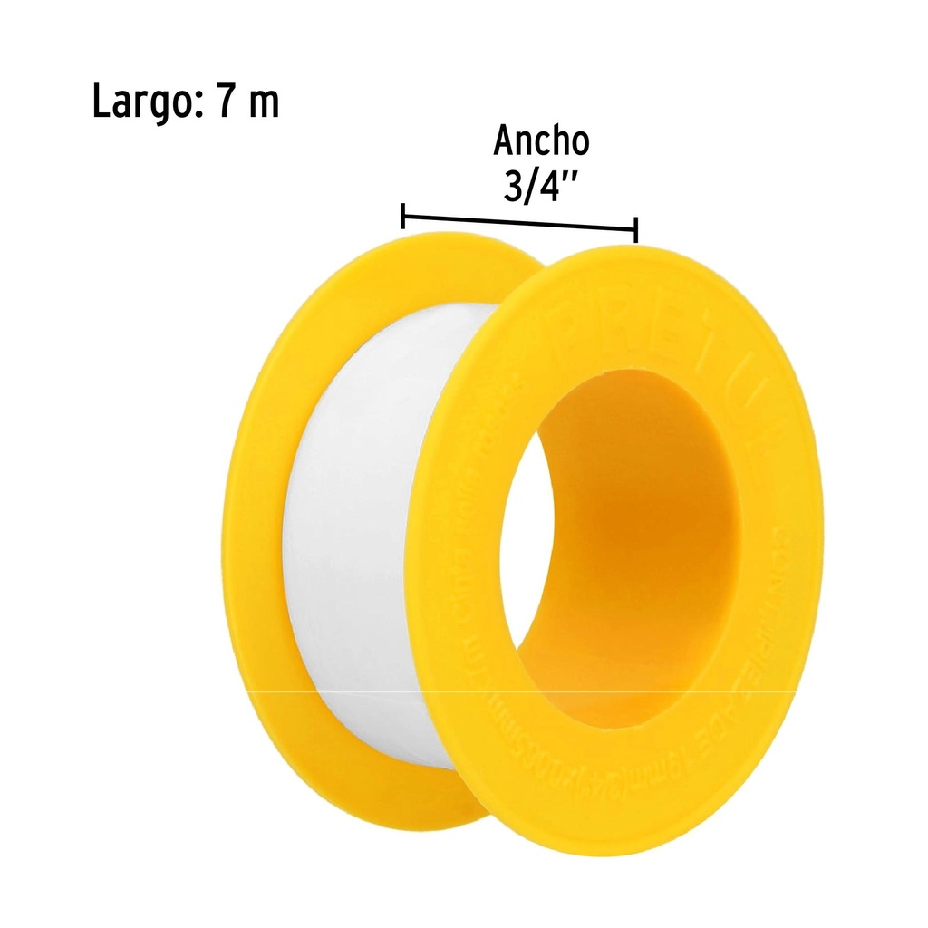 Cinta sella roscas 3/4' X 7 m de largo, Pretul