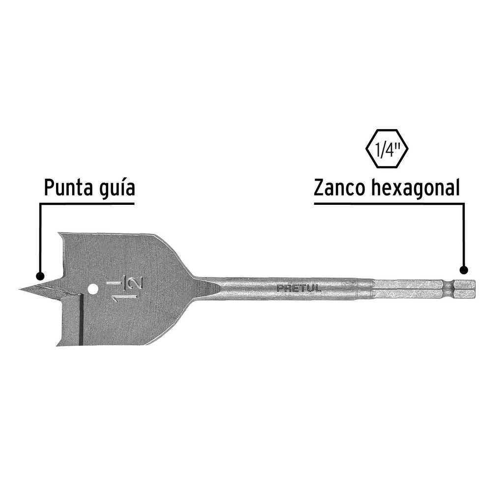 Broca plana de manita 1-1/2' para madera, Pretul