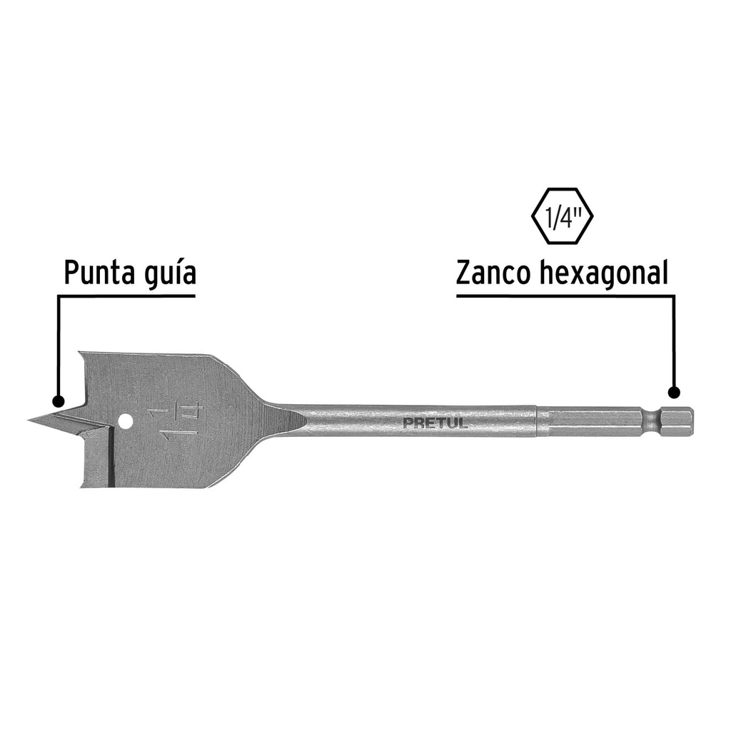 Broca plana de manita 1-1/4' para madera, Pretul