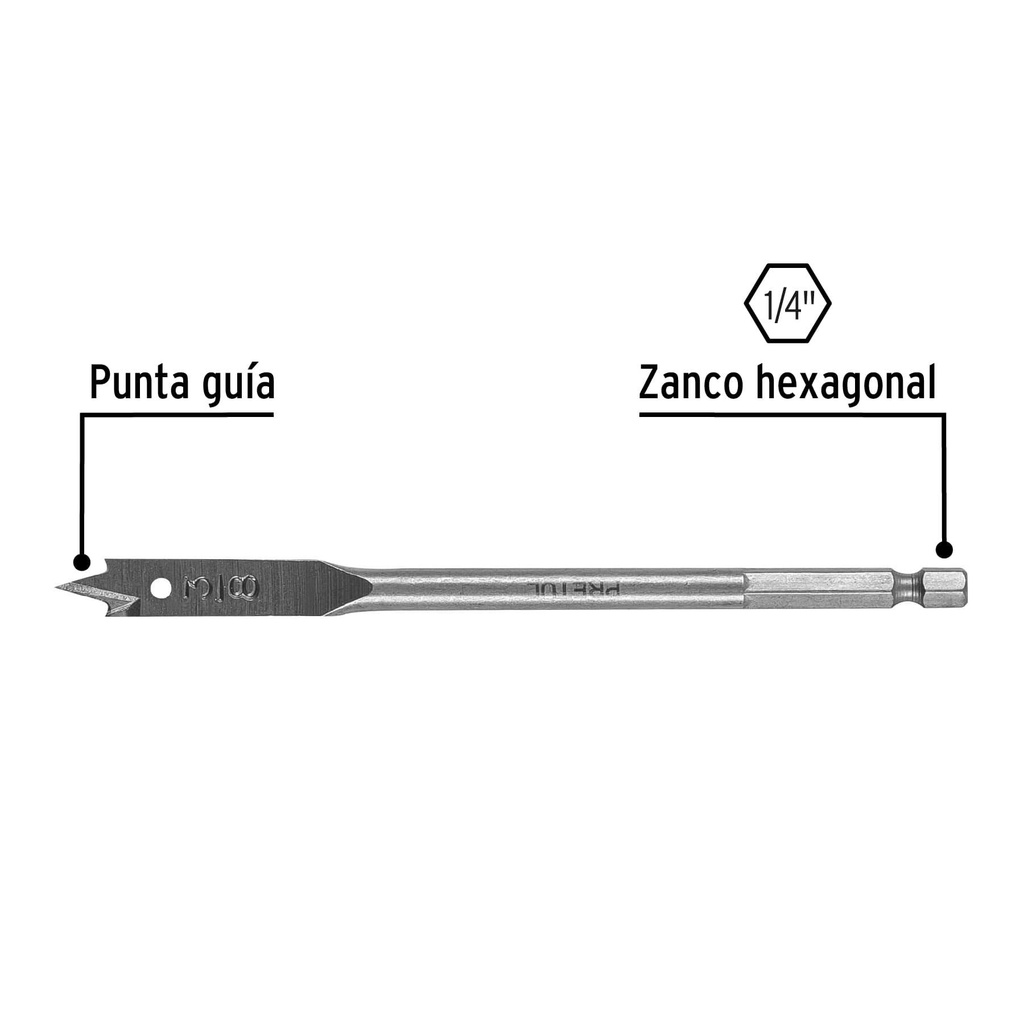 Broca plana de manita 3/8' para madera, Pretul