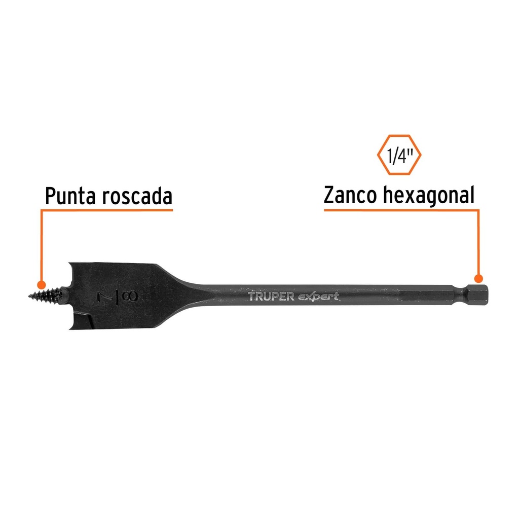 Broca plana de manita 7/8' para madera, Truper Expert