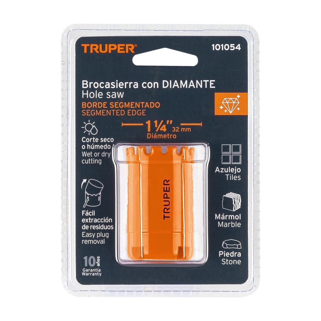 Brocasierra diamante 1-1/4' borde segmentado, Truper