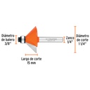 Broca para router, chaflán, 1-1/4' con balero, Truper