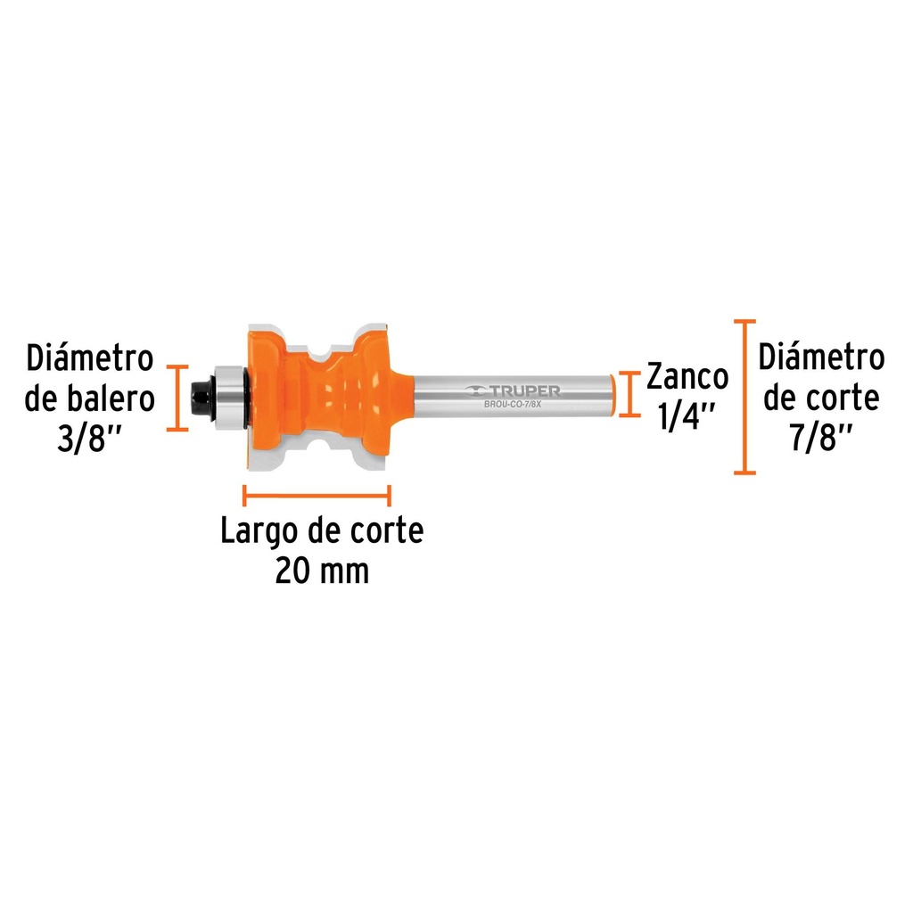 Broca para router, collarin, 7/8' con balero, Truper