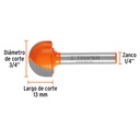 Broca para router, media caña, 3/4', Truper