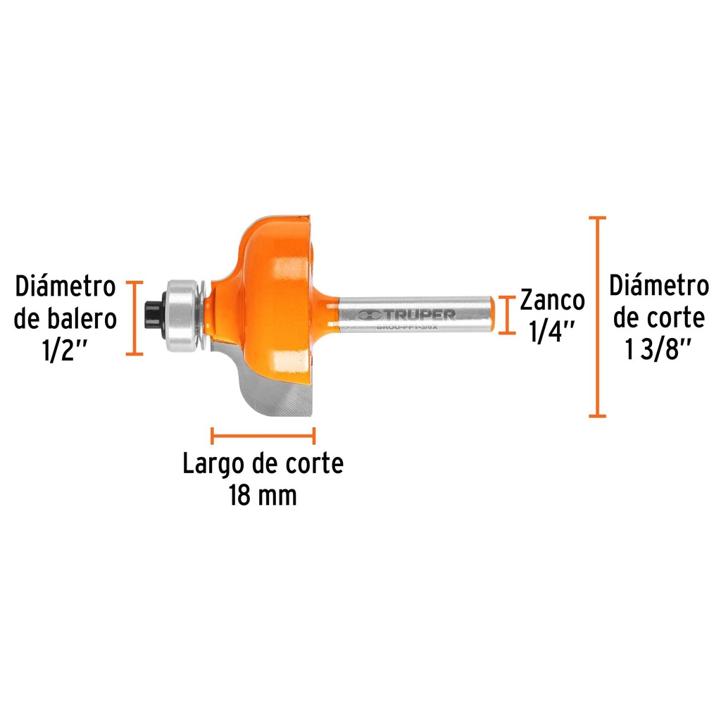 Broca para router, pecho paloma, 1-3/8' con balero, Truper