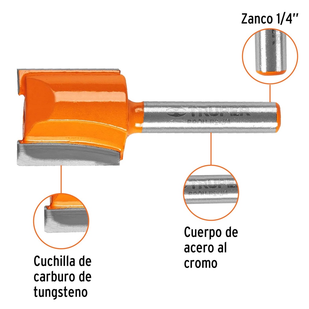 Broca para router, recta 2 filos, 3/4', Truper