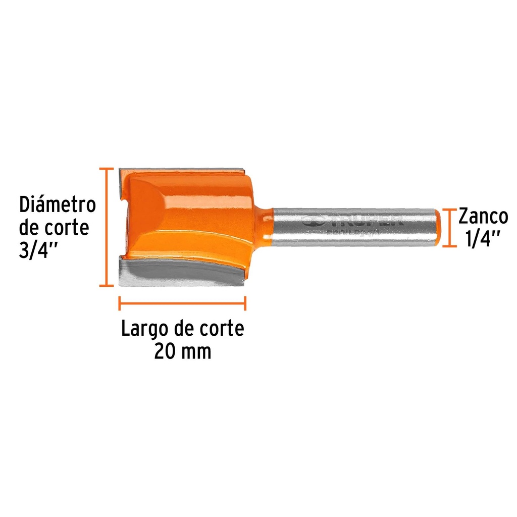 Broca para router, recta 2 filos, 3/4', Truper