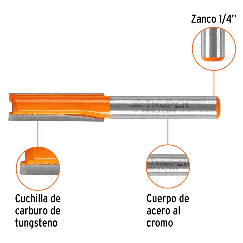 Broca para router, recta 2 filos, 5/16', Truper