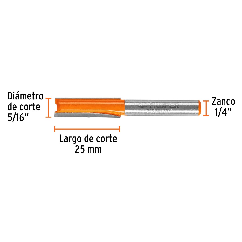 Broca para router, recta 2 filos, 5/16', Truper