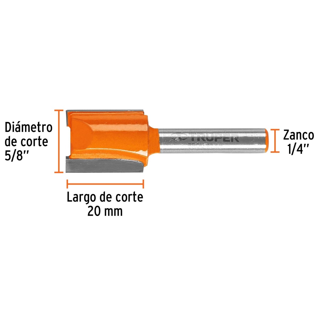 Broca para router, recta 2 filos, 5/8', Truper