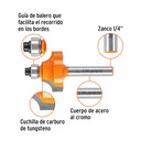 Broca para router, redondeado con moldura, 1' con balero