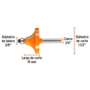 Broca para router, redondeado con moldura, 1-1/2' con balero