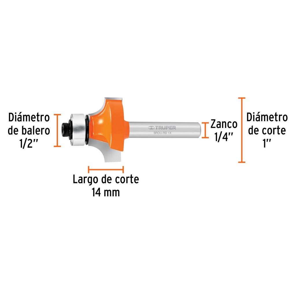 Broca para router, redondeado, 1' con balero, Truper