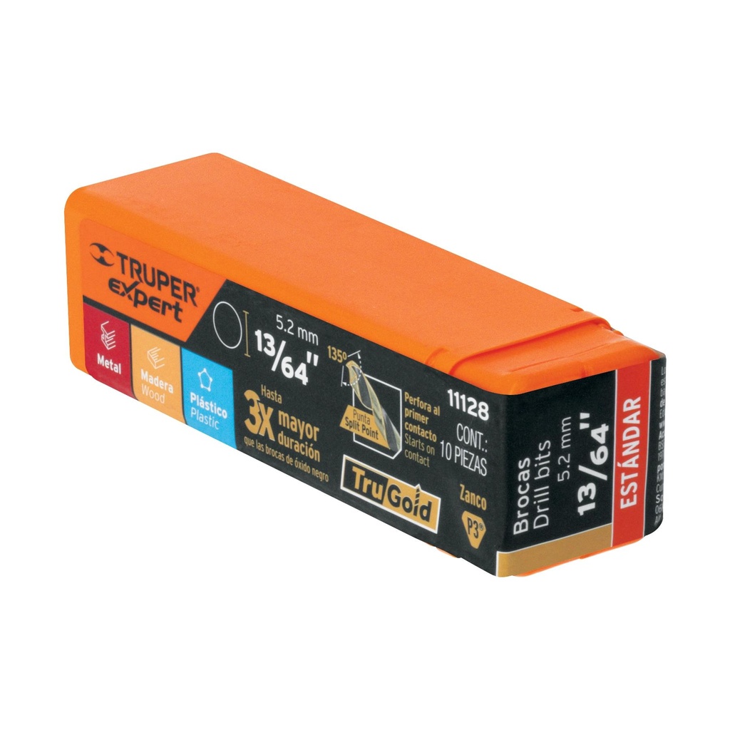 Broca HSS 13/64' Trugold para metal, Truper Expert