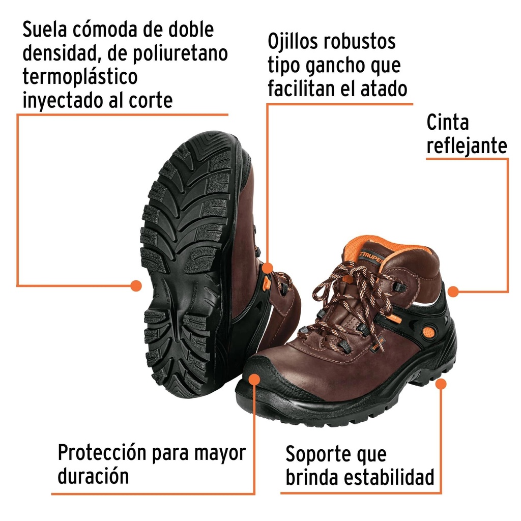 Bota de seguridad dieléctrica antifatiga café #30, Truper