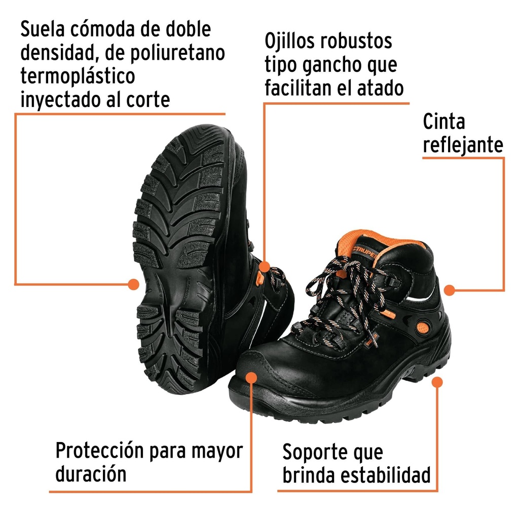 Bota de seguridad dieléctrica antifatiga negra #27, Truper