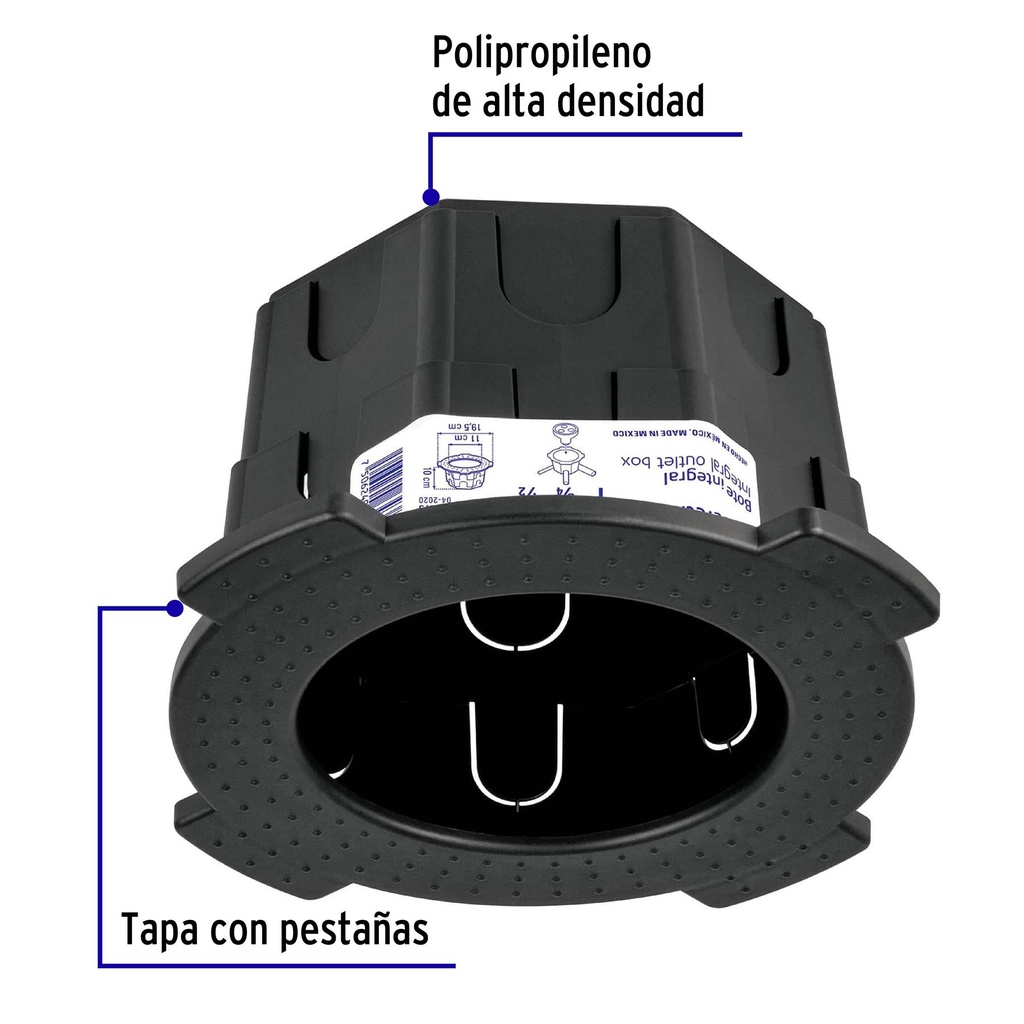 Bote integral de 10 cm, aro interno de 11 cm, Volteck