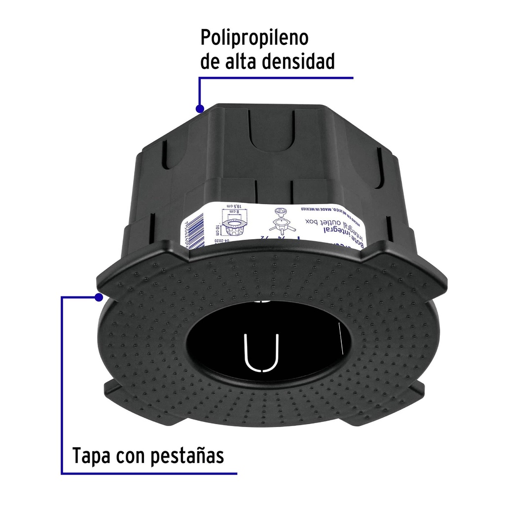 Bote integral de 10 cm, aro interno de 8 cm, Volteck