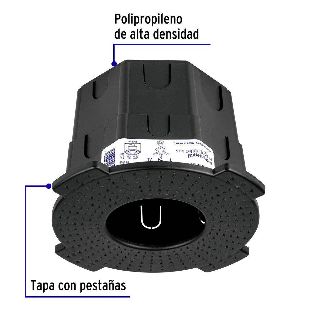 Bote integral de 12 cm, aro interno de 8 cm, Volteck