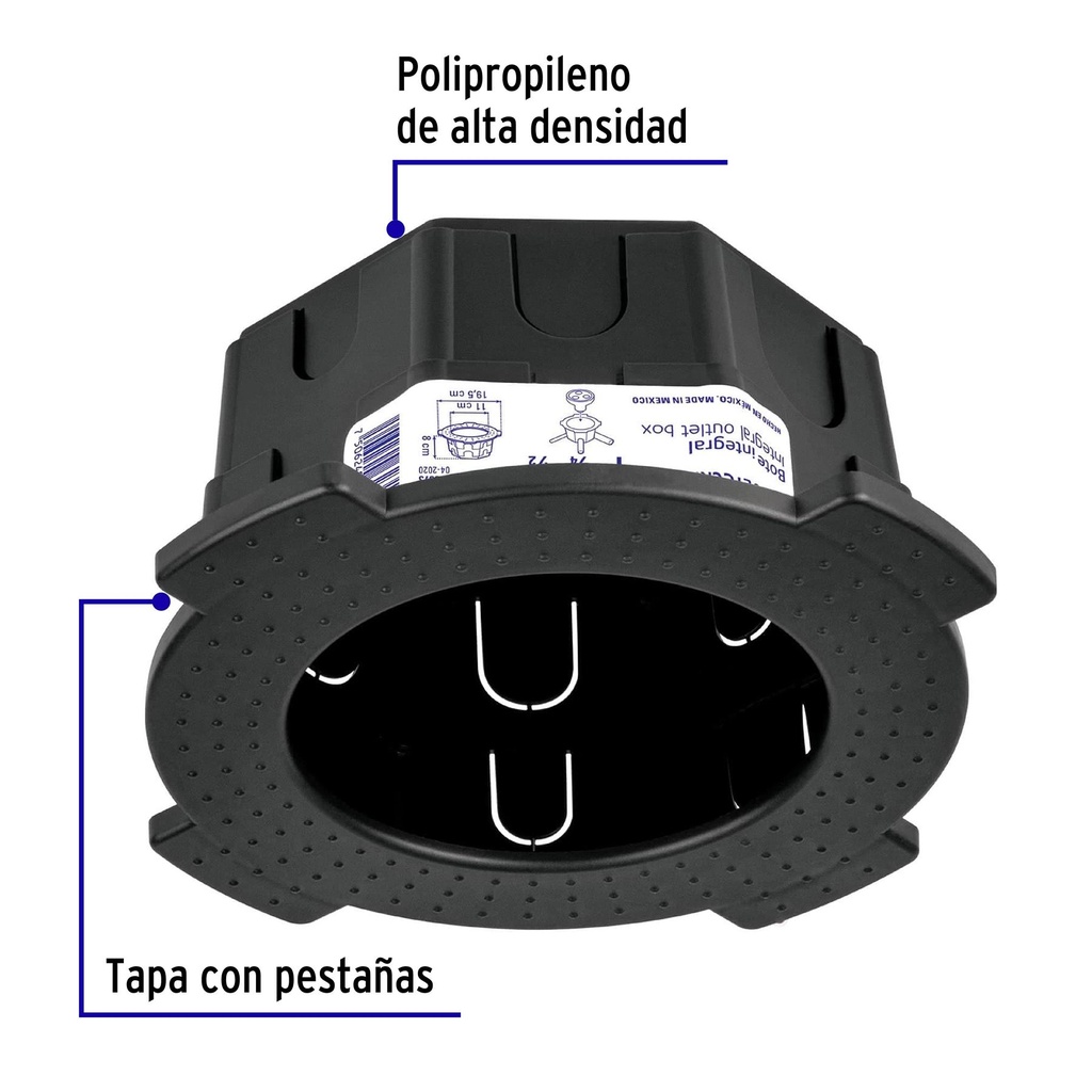 Bote integral de 8 cm, aro interno de 11 cm, Volteck