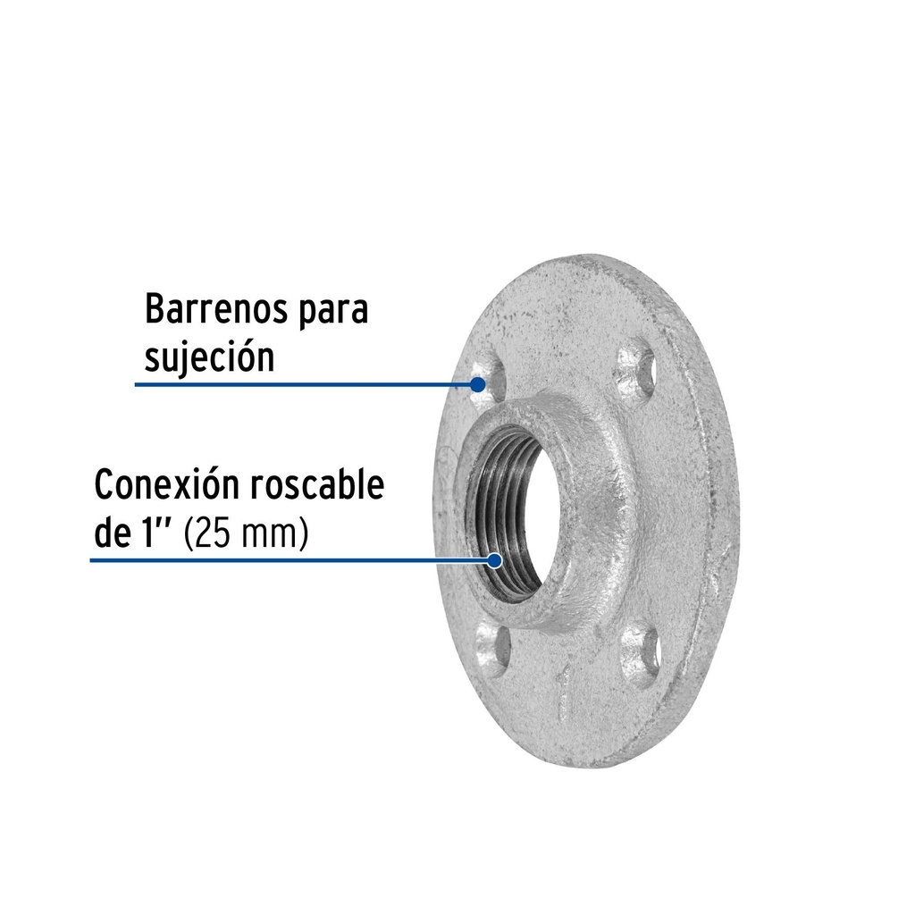 Brida de acero galvanizado de 1', Foset