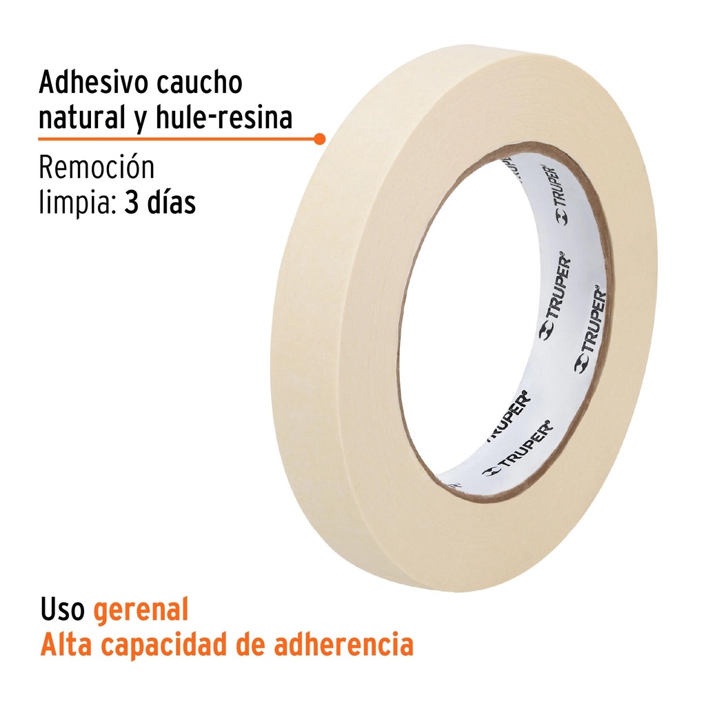 Cinta masking tape de 1/2' x 50 m, Truper