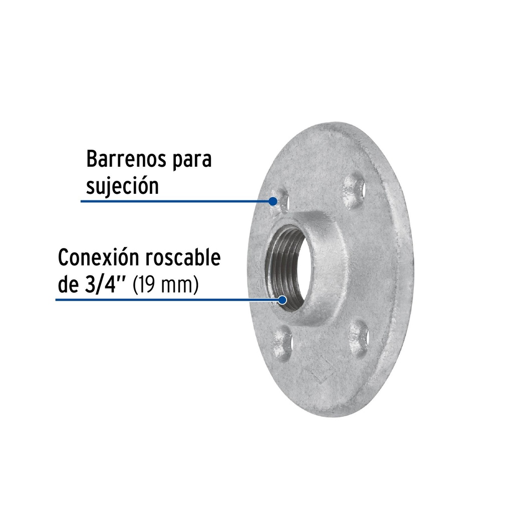 Brida de acero galvanizado de 3/4', Foset