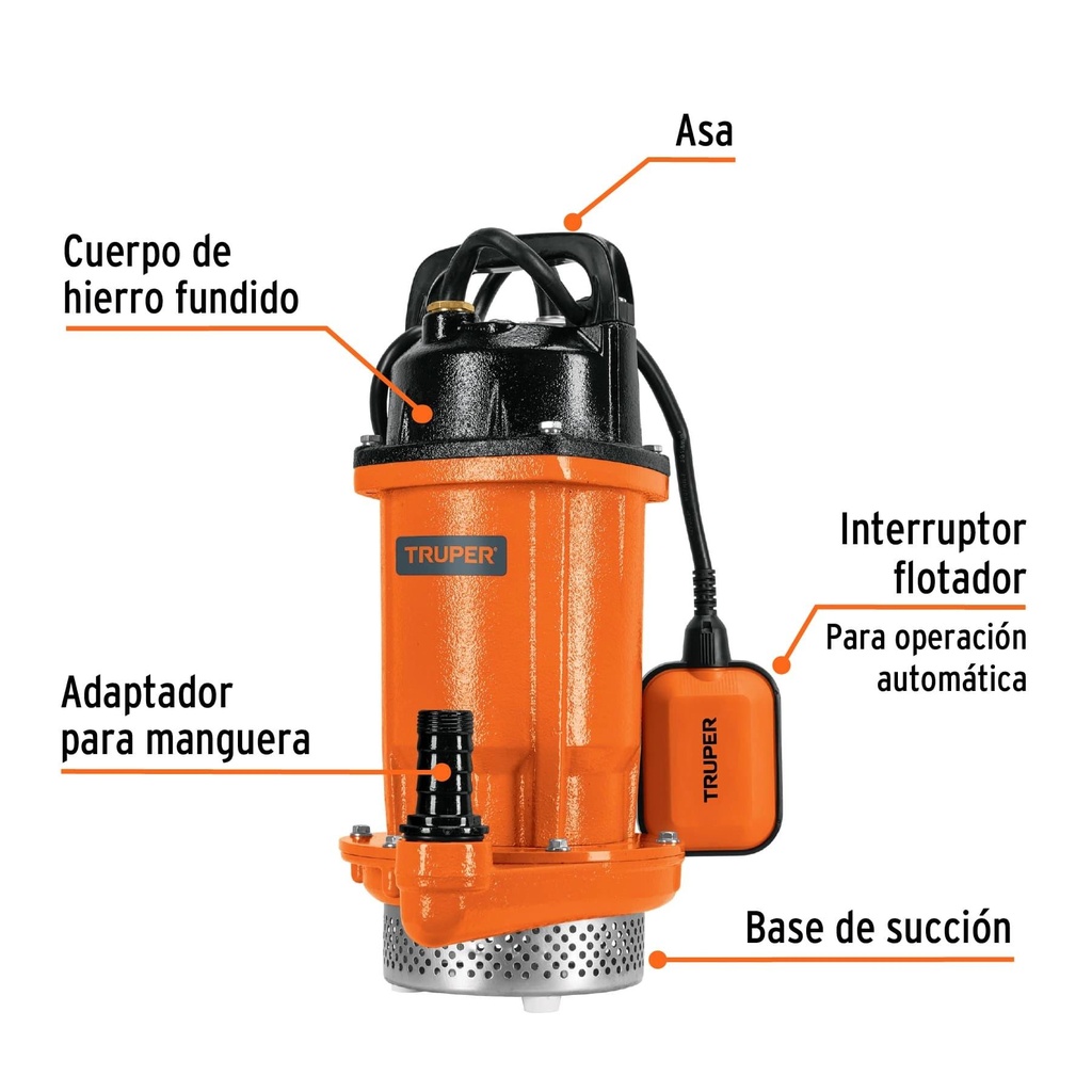 Bomba sumergible de hierro fundido para agua limpia 1 HP