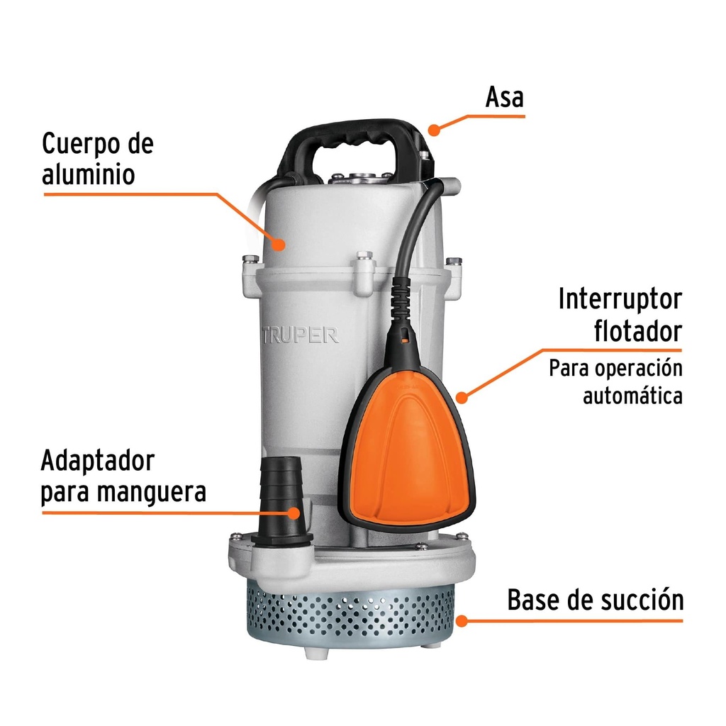 Bomba sumergible metálica para agua limpia uso rudo 1 HP