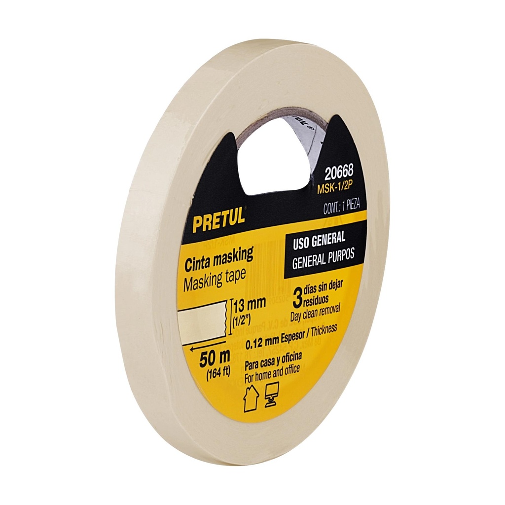 Cinta masking tape de 1/2' x 50 m, Pretul