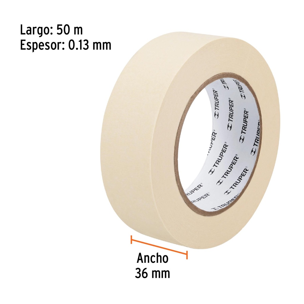 Cinta masking tape de 1-1/2' x 50 m, Truper