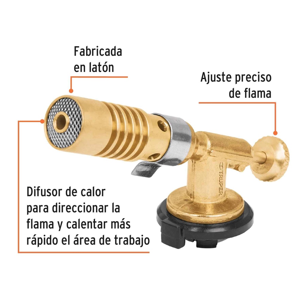 Boquilla para lata de gas de 1/4 de vuelta, Truper