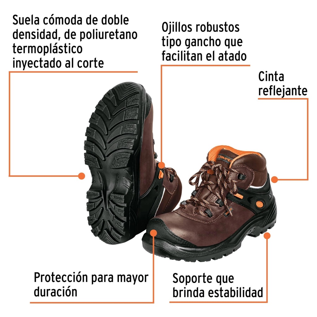 Bota de seguridad dieléctrica antifatiga café #25, Truper