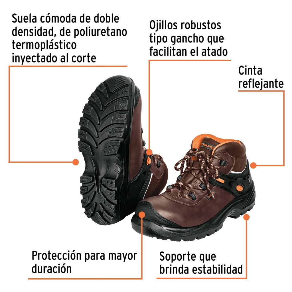 Bota de seguridad dieléctrica antifatiga café #26, Truper