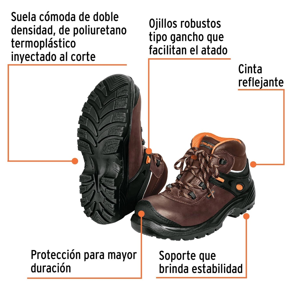 Bota de seguridad dieléctrica antifatiga café #28, Truper